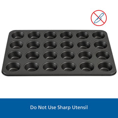 Mainstays 24 Cavity Mini Muffin Pan, Non-Stick Bakeware,1.8 inch Diameter Cups,Gray,Carbon Steel - Image 6